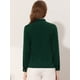thumbnail image 3 of Camisa elegante Allegra K de manga larga con cuello de pajarita y puntada en contraste Verde XL, 3 of 4