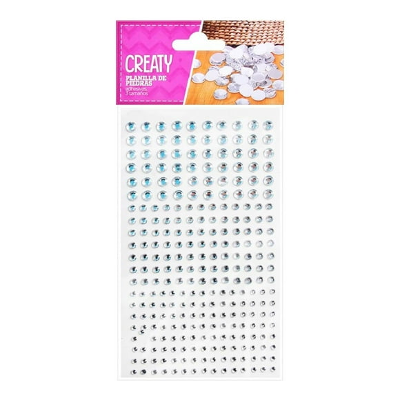 Planilla de Piedras Decorativas Creaty Plateadas 3 Tamaños