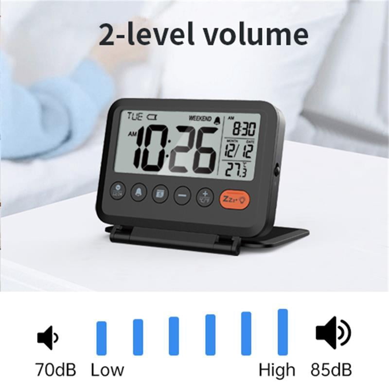 NOKLEAD Home Digital LCD Thermometer Clock Fold Mini Travel Clock With Calendar Traveling Alarm Clock Portable Desktop Clock
