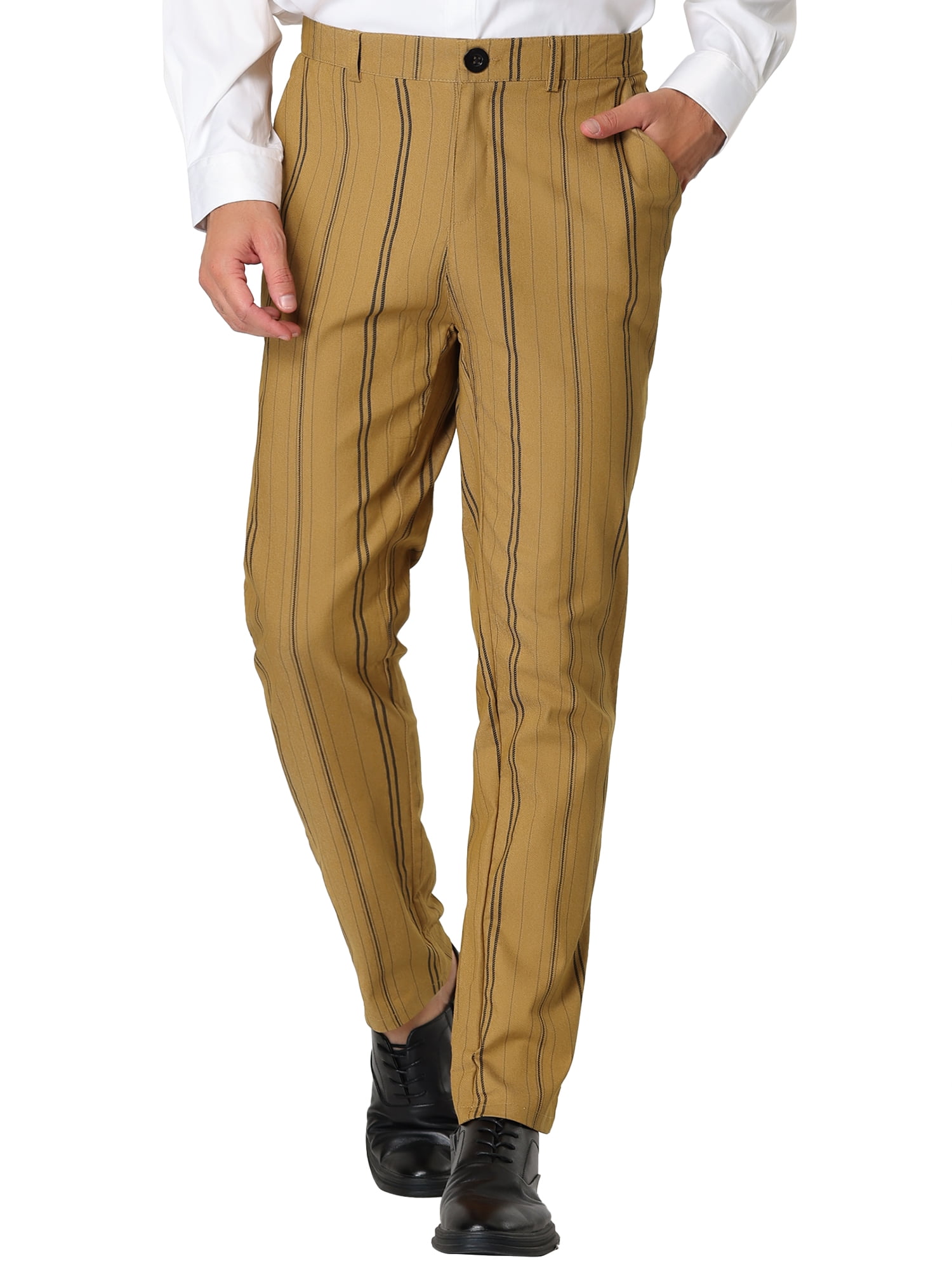 Lars Amadeus Men's Dress Striped Pants Slim Fit Flat Front Business Pants -  Walmart.com