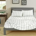 thumbnail image 2 of Chezmoi Collection 3-Piece Lodge Plaid Sheet Set Twin Size, Gray White Plaid Stripe Printed Brushed Microfiber Lightweight Breathable Deep Pocket Bed Sheets, 2 of 9