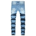 thumbnail image 4 of Bigersell Women Relaxed Fit Straight Leg Pant Full Length Pants Men's Tight-fitting Straight Hip-hop Stretch Motorcycle Denim Trousers Ripped High Waist Pants for Ladies, 4 of 8