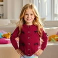 thumbnail image 2 of Toddler Girls Sweaters Soft Knit Cardigan With Bow Detail Lightweight Open Front Cover Up Clothing Red Size 3-4T, 2 of 9