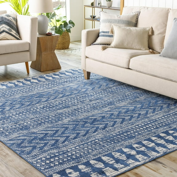 Livabliss Roma Global Tribal Area Rug,7'10" x 10',Deep Blue
