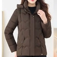 thumbnail image 6 of Puffer Jacket for Women with Detachable Hood, Winter Thicken Warm Pockets Quilted Cotton Full-zip Down Coat Outwear (4XL, Coffee), 6 of 7