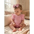 thumbnail image 5 of Cenuakty Baby Girls Shorts Set, Short Sleeve Embroidery Bow Letters T-shirt with Shorts and Hairband Summer Outfit, 5 of 9