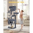 thumbnail image 5 of Hzuaneri Cat Tree, 70.1" Tall Multi‑Level Indoor Cat Tower with Scratching Posts, Large Platform, Caves & Hanging Basket, Dark Grey, 5 of 8