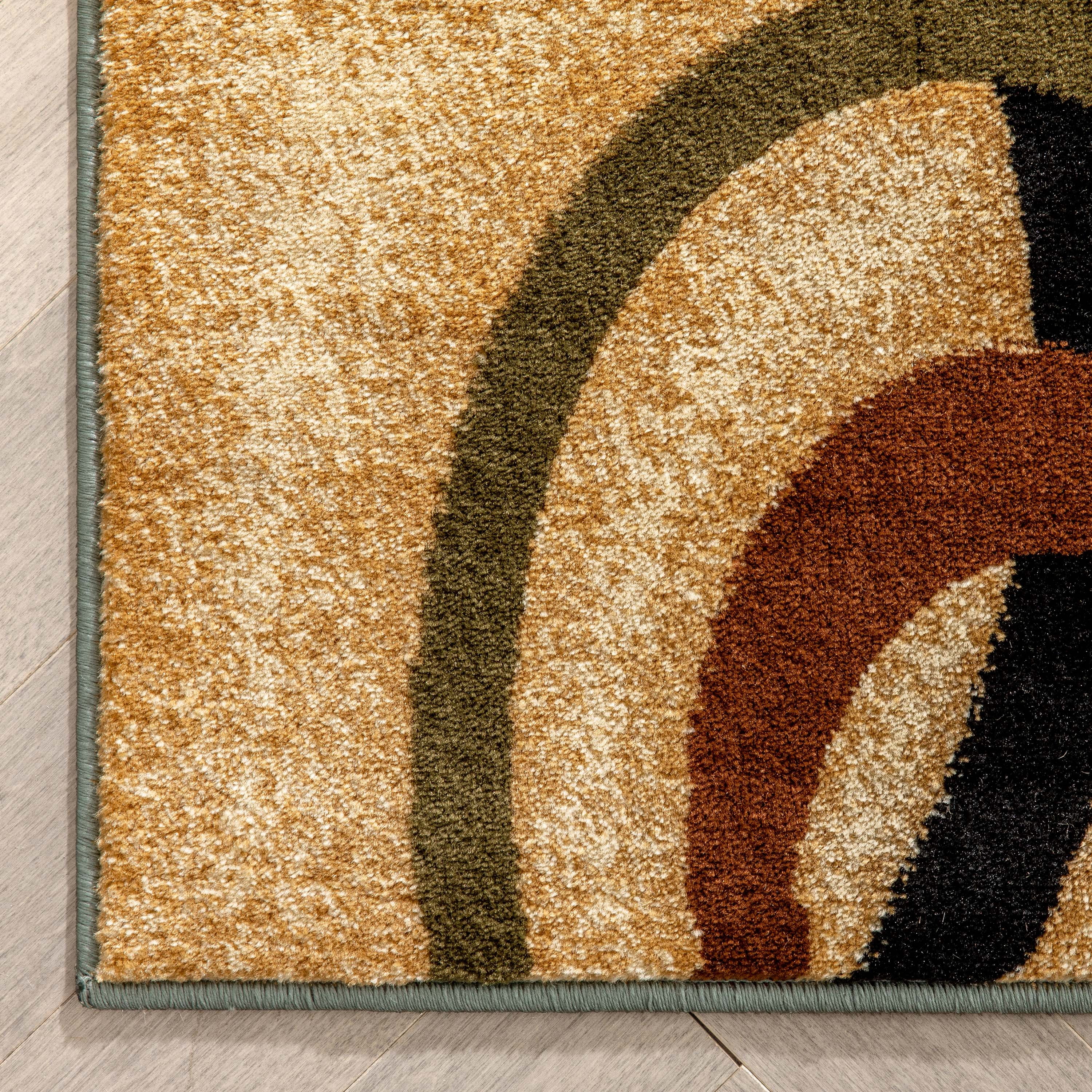 Well Woven Deco Rings Red Ivory Light Blue Geometric Modern Casual Area Rug Easy to Clean Stain Fade Resistant Shed Free Abstract Contemporary Color Block Boxes Lines Soft Living Dining Room Rug