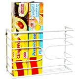 decobros wall door mount kitchen wrap organizer rack, white