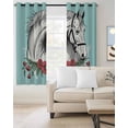 thumbnail image 2 of Cartoon Horse Blackout Curtains for Bedroom Living Room Darkening Curtains 90 Inch Modern Minimalist Animals Flower Plant Green Black Out Window Curtain Privacy Window Treatment Drapes 52"x90"x2, 2 of 9