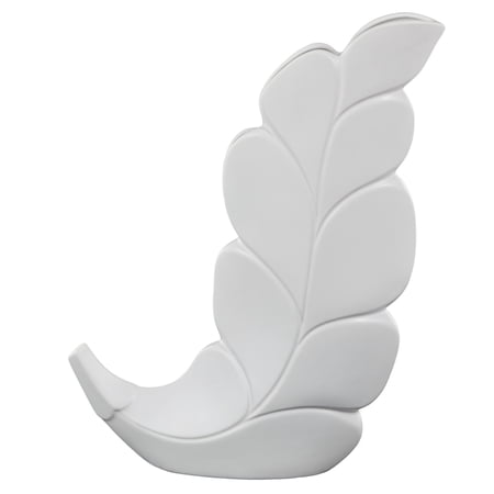 DecMode 20" Leaf Slanted White Ceramic Vase