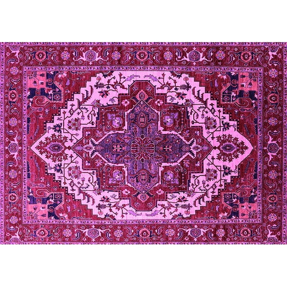 Ahgly Company Indoor Rectangle Oriental Pink Industrial Area Rugs, 8' x 10'