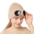 thumbnail image 5 of BR Gorro de Lana de Punto Beige para Hombre y Mujer - Estilo Aviador Otoño/Invierno, 5 of 5