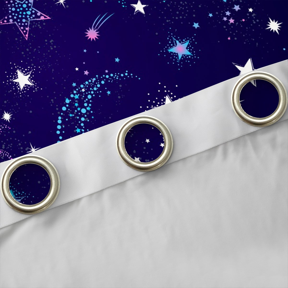 Manfei Glitter Boho Sun Curtains Pack of 2 (42x63), Bling Stars Print Black Out Curtains, Mystic Starry Sky Blackout Curtains for Bedroom, Window Drapes Bedroom Decoration