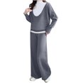 thumbnail image 2 of Womens Fashion New Fashion Casual Solid Color Knitted Set Casual Top and Pants Two-piece Set Sleek Casual Wear, 2 of 4