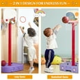 thumbnail image 4 of Gymax Portable 2 in 1 Kids Basketball Hoop Stand w/ Ring Toss & Storage Box Purple, 4 of 10