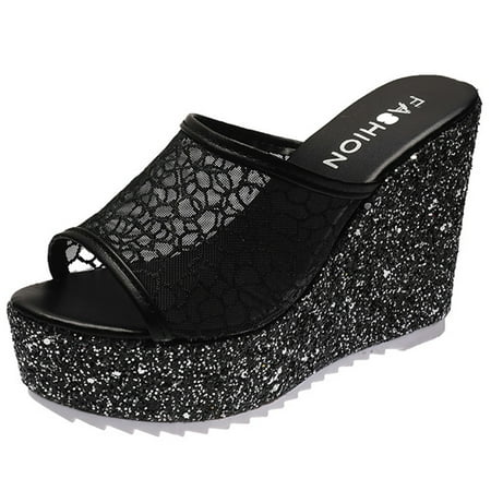 

Yeah Slide Slippers Women Summer Womens Ladies Wedge Platform Slippers Casual Peep Toe Slip On Shoes Womens Furry Slippers Memory Foam