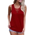 thumbnail image 4 of Camiseta sin mangas con cuello en V Jumpingount Chaleco con cordones color rojo vino XXL, 4 of 6