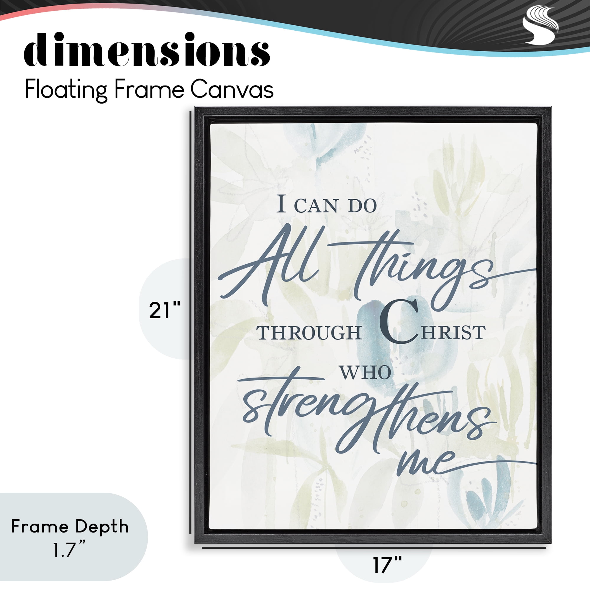 Stupell Industries All Things Through Christ Black Framed Floater Canvas Wall Art, design by Krinlox