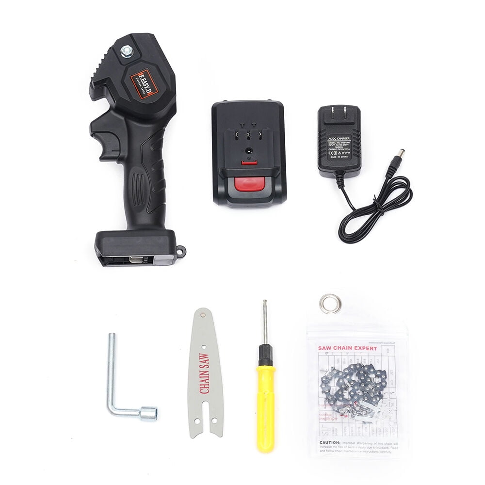 Loyalheartdy Lithium Electric Saw Portable Mini One-Hand Saw Woodworking Electric Chainsaw Logging