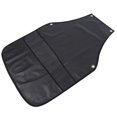 thumbnail image 2 of Delantal de peluquería de peluquero de cuero PU ropa de trabajo de corte de pelo ajustable impermeable (negro), 2 of 8