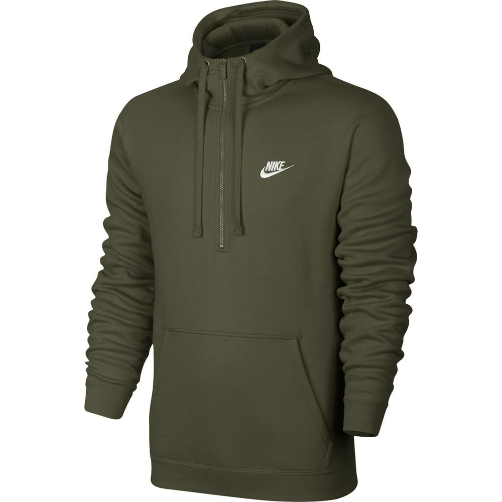 Nike - Nike Nsw Club Men's Fleece Half-Zip Pullover Hoodie Olive Green ...