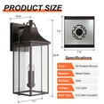 thumbnail image 4 of Lawyettle 24.9-Inch Dusk to Dawn Outdoor Wall Light, 3-Light Large Exterior Wall Lantern with Glass, Waterproof Oil Rubbed Bronze Wall Mount Sconce for Porch Patio Garage Garden, 4 of 9
