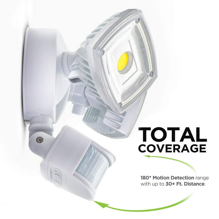 Home Zone ES00730V Security Motion Sensor Outdoor Weatherproof Ultra Bright 5000K LED Flood Lights White