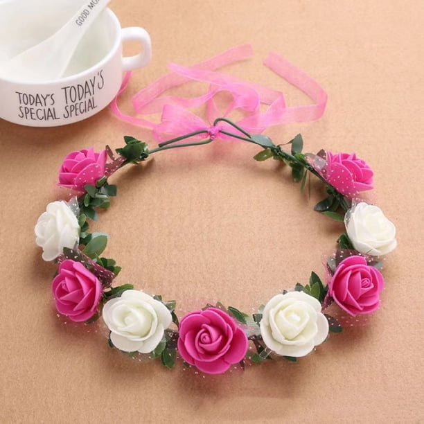 Nvzi Diademas de flores para mujer, corona de flores para novia, suministros para fiestas de bodas, guirnaldas florales, corona para el cabello, diademas florales, A25