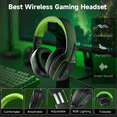 thumbnail image 2 of Wireless Gaming Headset 2.4GHz for PS5/PS4/PC/Switch,Bluetooth 5.3 Headphones with Noise-Canceling Mic, 7.1 Surround Sound, 70H Battery Life, RGB Lights, Foldable, Portable-Black&Green, 2 of 10