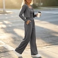 thumbnail image 6 of vdgthytj 3 Piece Sets for Women Long Sleeve Cropped Cardigan Irregular Tank Top Wide Leg Pants Fall Casual Loungewear Outfits(Medium,Dark Gray), 6 of 6