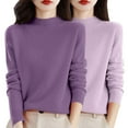 thumbnail image 2 of Chandail à Col Rond pour Femmes, Automne et Hiver, 2 Pcs, Couleur Unie, Doux et Confortable, 2 of 4