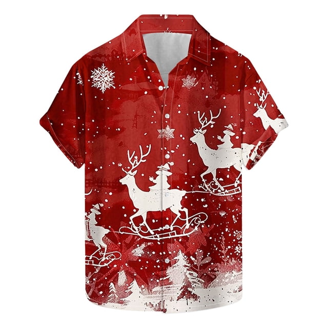 Camisas de Manga Larga para Hombres, Botón de Impresión Blusa de Cuello, Camisa de Poliéster de Moda Casual