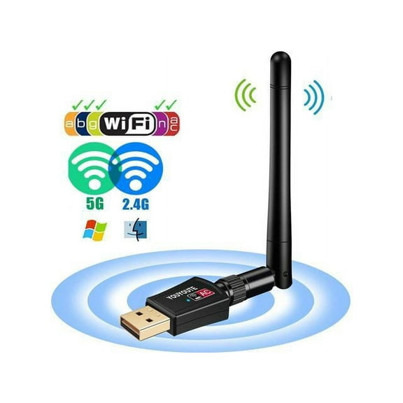 USB WIFI Adapter - 600Mbps Dual Band 2.4G 150Mbps 5G 433Mbps Wireless USB Wifi Adapter,802.11AC/a/b/g/n AC600 High Gain Antenna Network Lan Card For Windows 10/XP/Vista/7/8/8.1/10 (32/64bits) MAC OS
