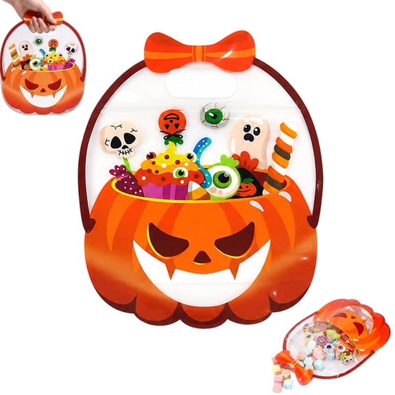 20/30/50PCS Halloween Treat Bags, Plastic Goodie Bags with Handles, Halloween Witch Cauldron Bags for Candy, Cookies, Snacks and Party Favors