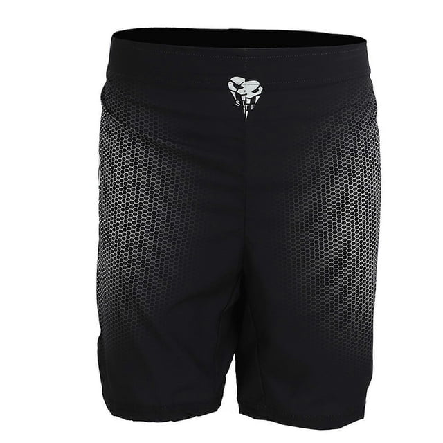 Short de sport pour homme, coupe droite, légèrement élastique, taille moyenne, imprimé, pour la boxe et la randonnée, noir, XL