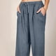 thumbnail image 5 of Pantalones anchos con cintura elástica y cordón ajustable, mezcla de poliéster, para mujer., 5 of 6