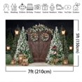 thumbnail image 4 of Fondo de fotografía de puerta de madera rústica de Navidad, regalos de árbol de pino de Navidad de invierno, decoración familiar, fondo de pantalla, vinilo duradero, accesorios de cabina de fiesta de cumpleaños para recién nacidos (7 x 5 pies) esquí esquí Gafas de esquí, 4 of 5