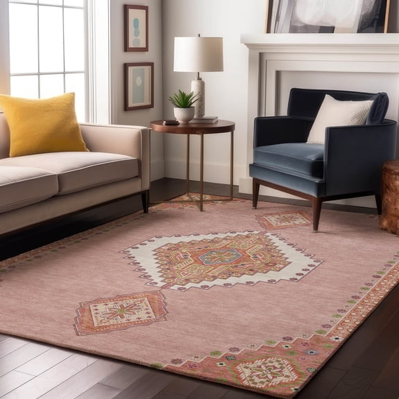 Addison Rugs Mayfield Premium Machine Washable Traditional Oriental Pink Rectangle Rug, 9' x 12'