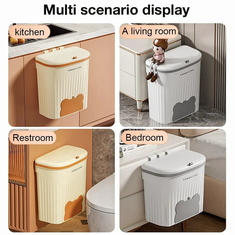 Totoro Hero Kitchen Trash Can Wall Mounted Trash Can With Lid Bathroom Trash Bin Garbage Can for Cabinet Under Sink Compost Bin Wastebasket