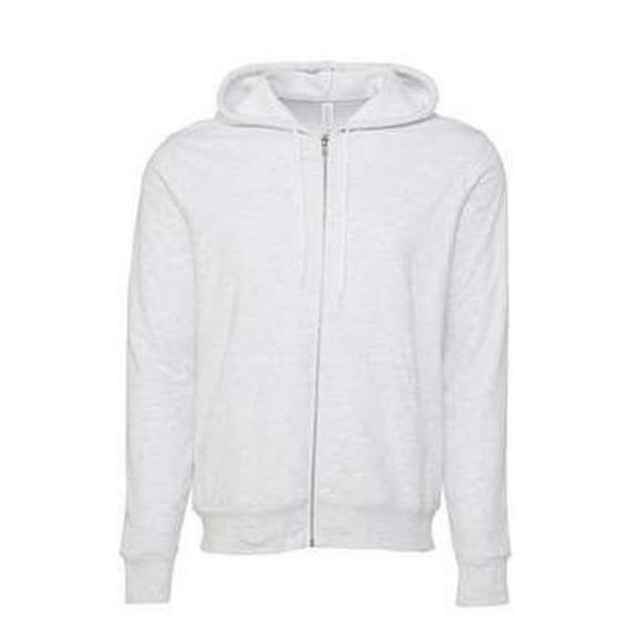 Unisex Sponge Fleece Full-Zip Hoodie, Ash - Extra Small