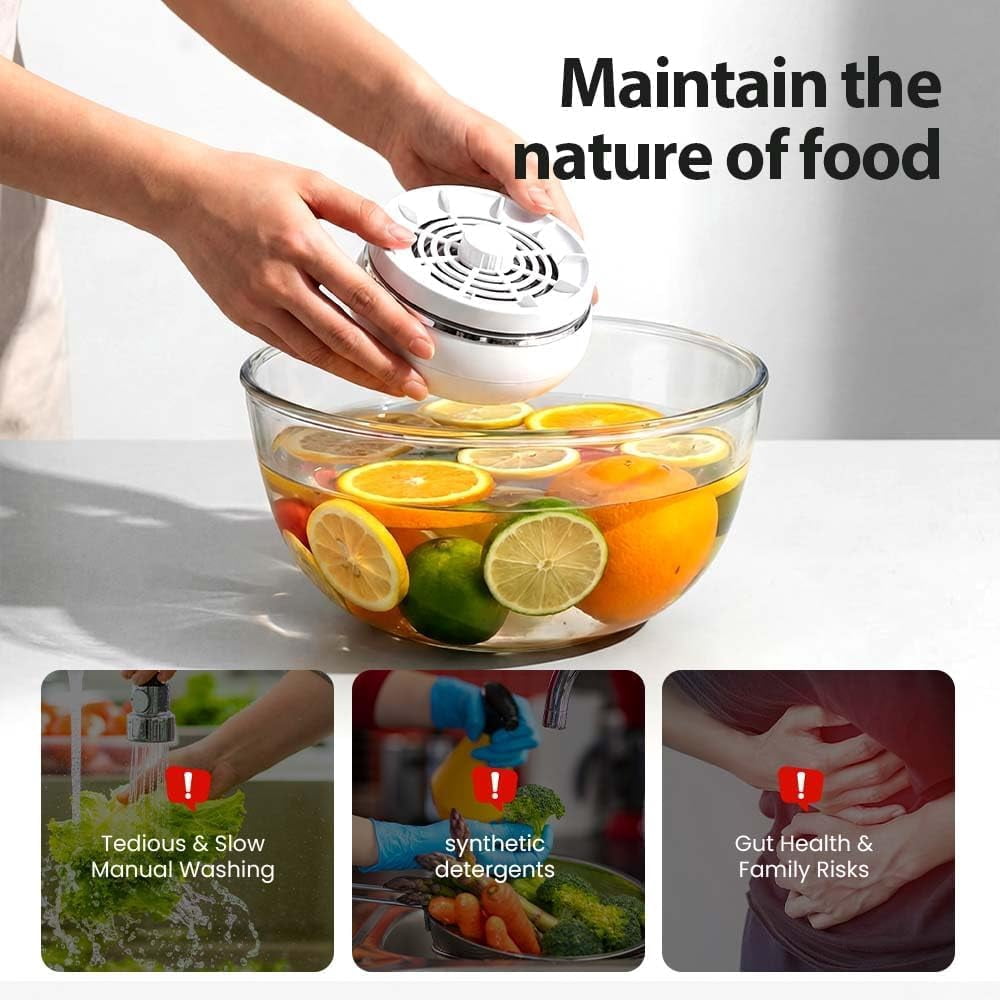 Waterproof Fruit and Vegetable Cleaner with Rotatable Magnetic Base, Automatic Start in Water for Home Kitchen Use(Green)(K)