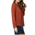 thumbnail image 4 of INSPIRE CHIC Women's Heart Polka Dots Button Up V Neck Long Sleeve Shirts, 4 of 6