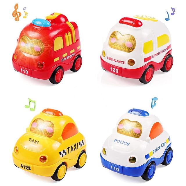 De Coches De Juguete Con Luces Y Sonidos Para Niños, Simulación De Inercia, Coche De Fricción, Juguetes Educativos Para Bebés 4 Uds. Cateissary FN006049-00