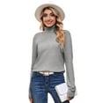thumbnail image 3 of COMOSOFFER Gray Turtleneck Lightweight Sweaters for Women Soft Sweaters Womens Turtleneck Long Sleeve Pullover Knit Sweater Tops, 3 of 7