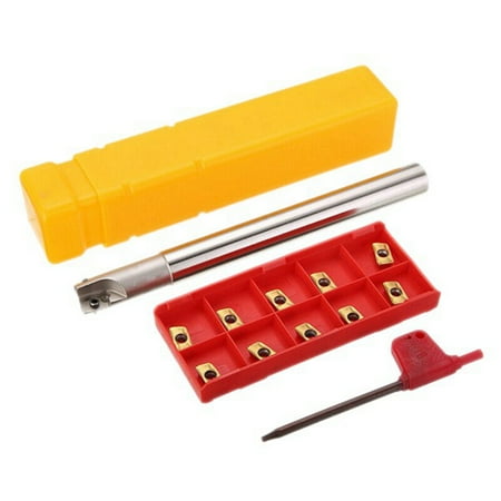 

300R C16-16-150 Milling Cutter Tool Holder 12 x 130mm + 10Pcs Apmt1135Pder Inserts + Wrench for Milling Machine