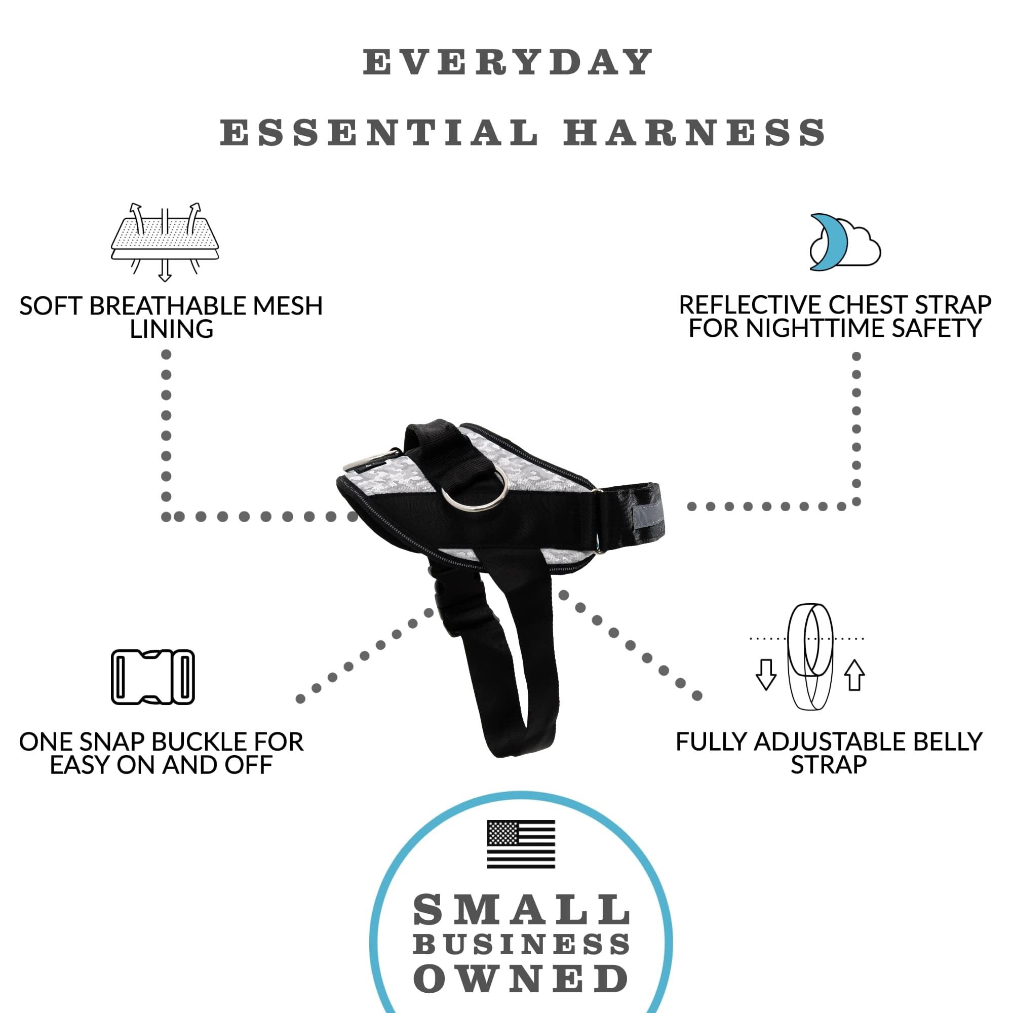 Essential Dog Harness, No-Pull Pet Vest with 3 Leash Clips, No Choke, Reflective, Adjustable and Padded, for Easy Walking and Training for Small, Medium and Large Dogs (Oceanic Blue, Medium)