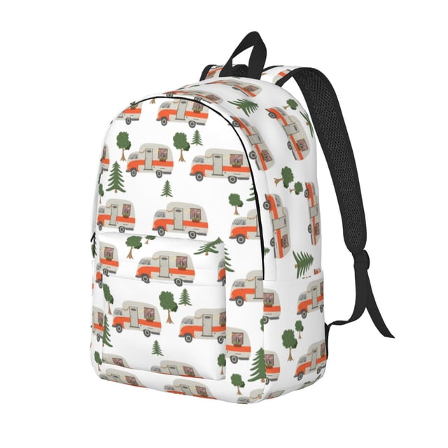 Disketp Camp Van Mochila de Lona Estampada, Mochila Escolar de Viaje Ligera para Estudiantes y Portátil-Medium