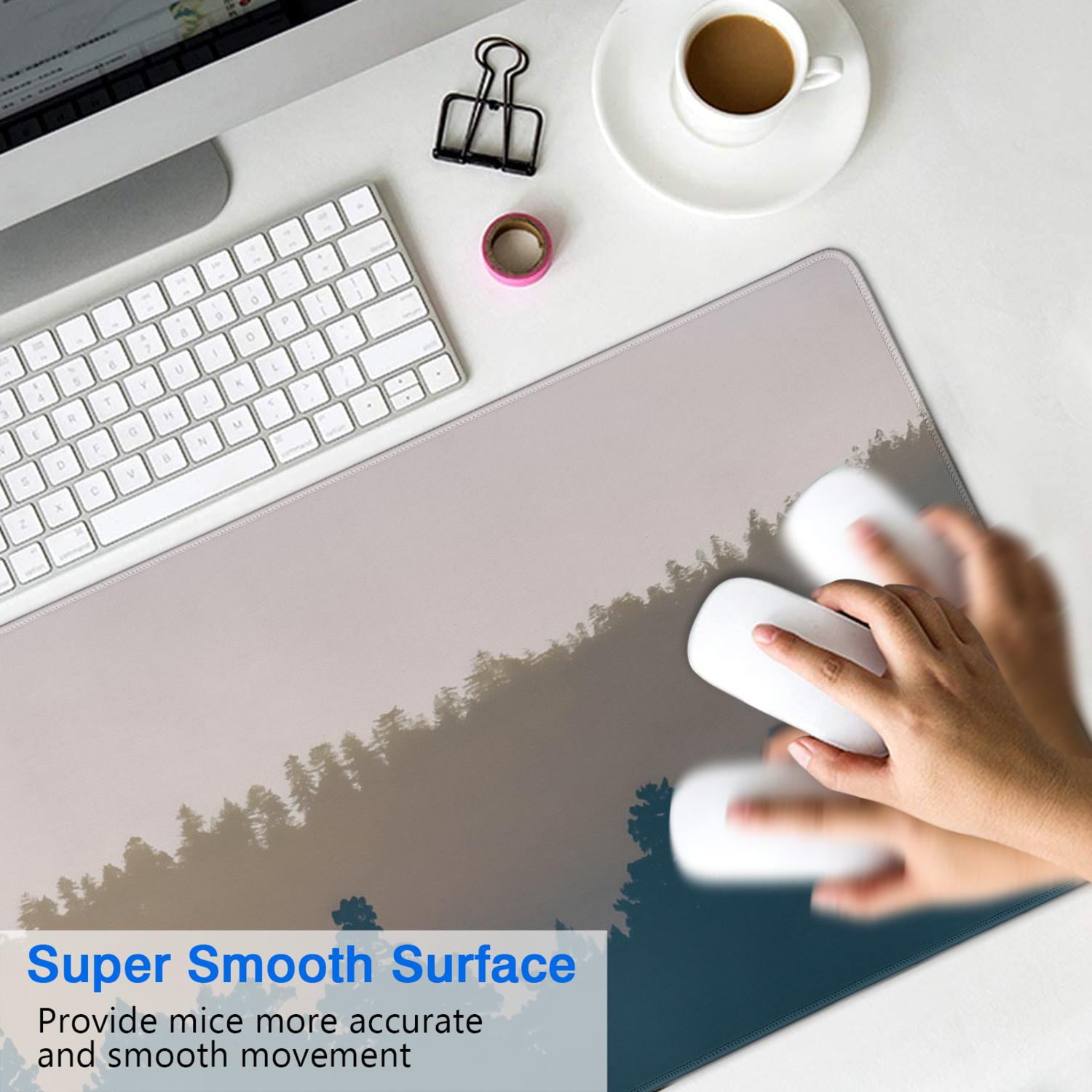 Elevate Your Work or Play - Large Forest Pattern Mouse Pad, Extended, Thin, Non-Slip Rubber Base, Stitched Edges - Perfect for Gamers & Professionals (31.5 x 11.8inches)