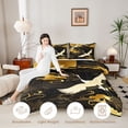 thumbnail image 3 of Manfei Traditional Crane Twin Comforter Sets for Home, Golden Moon Bedding Set for Office, Black Gold White, Black Reversible 2pcs, 1 Comforter and 1 Pillowcase, 3 of 6